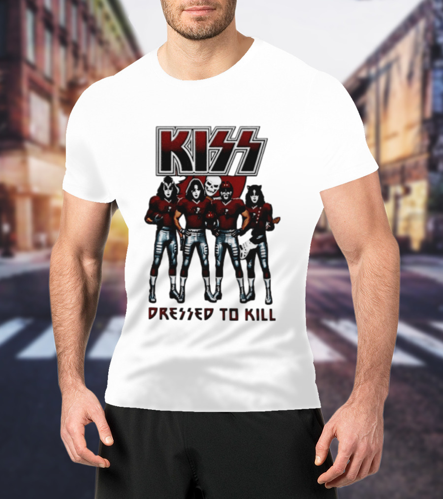 KISS Tampa Bay Buccaneers Dressed To Kill Football T-Shirt