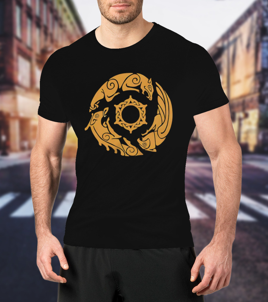 Crimson Desert Crest Zodiac Animal Wheel T-Shirt