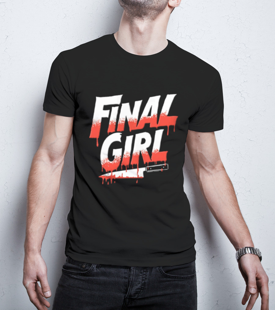 Final Girl Dripping Blood Kitchen Knife Horror Slasher T-Shirt