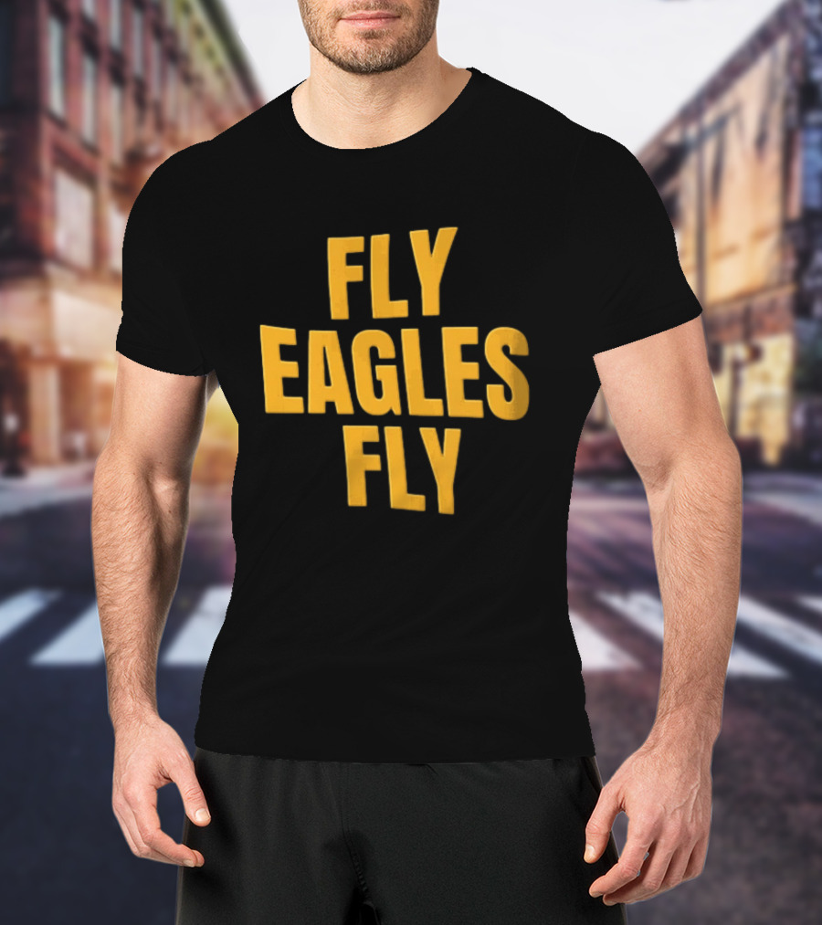 Fly Eagles Fly Philadelphia Yellow Stacked T-Shirt