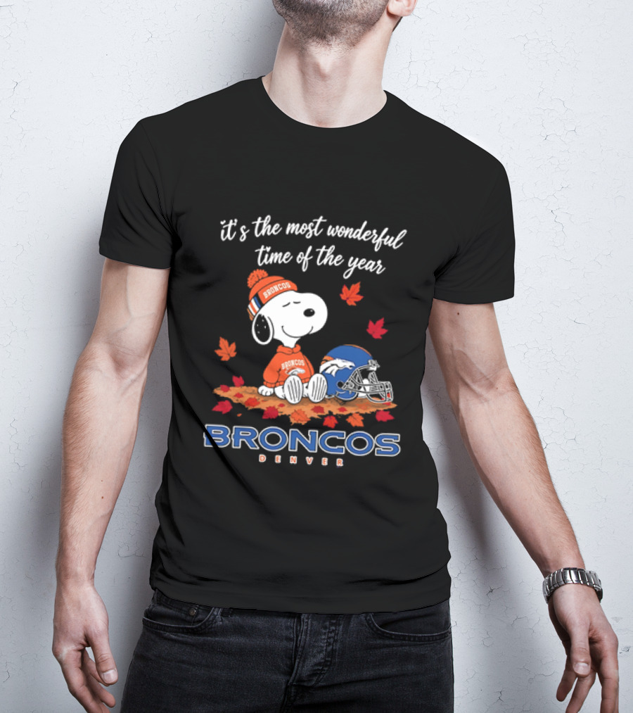 Snoopy Broncos Denver It's The Most Wonderful Time Of The Year Autumn Football T-Shirt