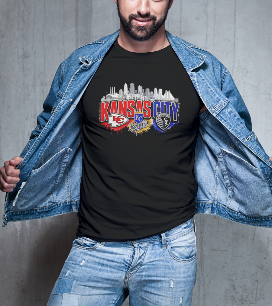 Kansas City Chiefs Royals Sporting KC Skyline Fan T-Shirt