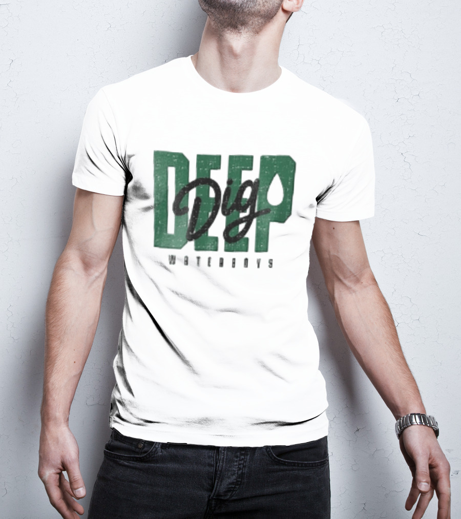 Dig Deep Waterboys Distressed Green Block Water Droplet T-Shirt
