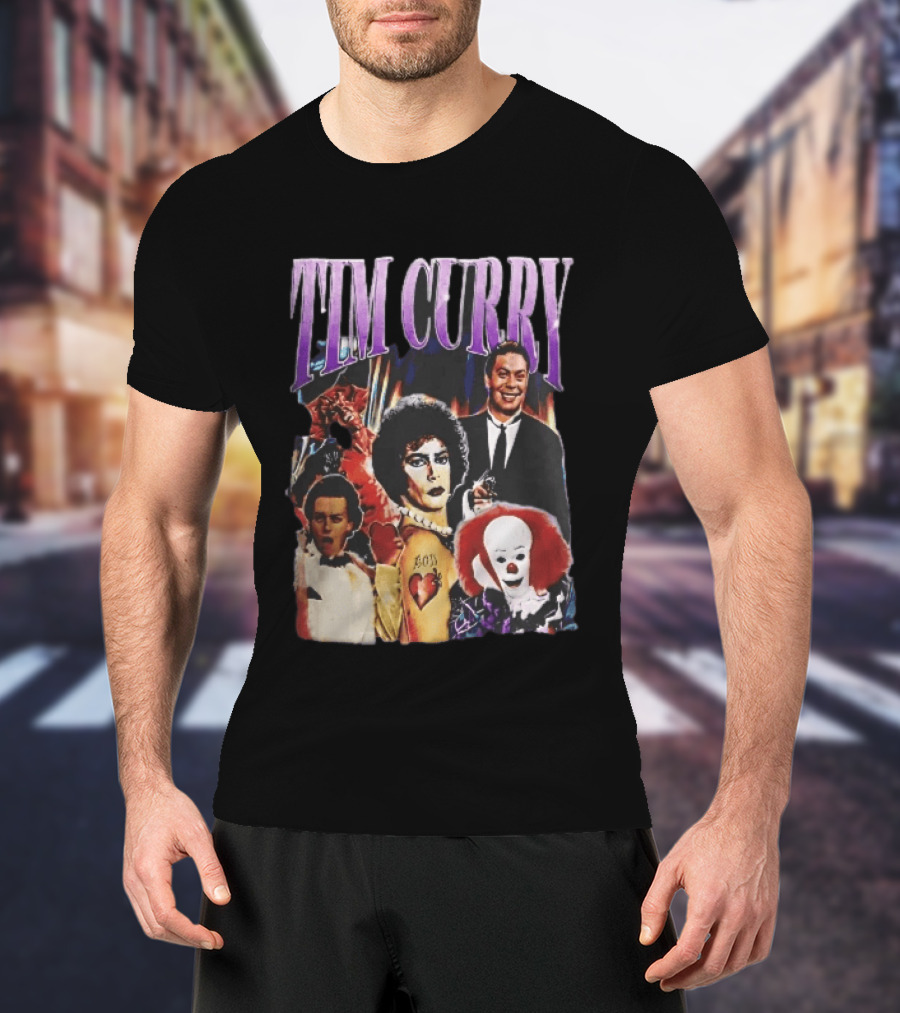 Tim Curry Dr Frank And Furter Pennywise Darkness Wadsworth Movie Roles Collage T-Shirt