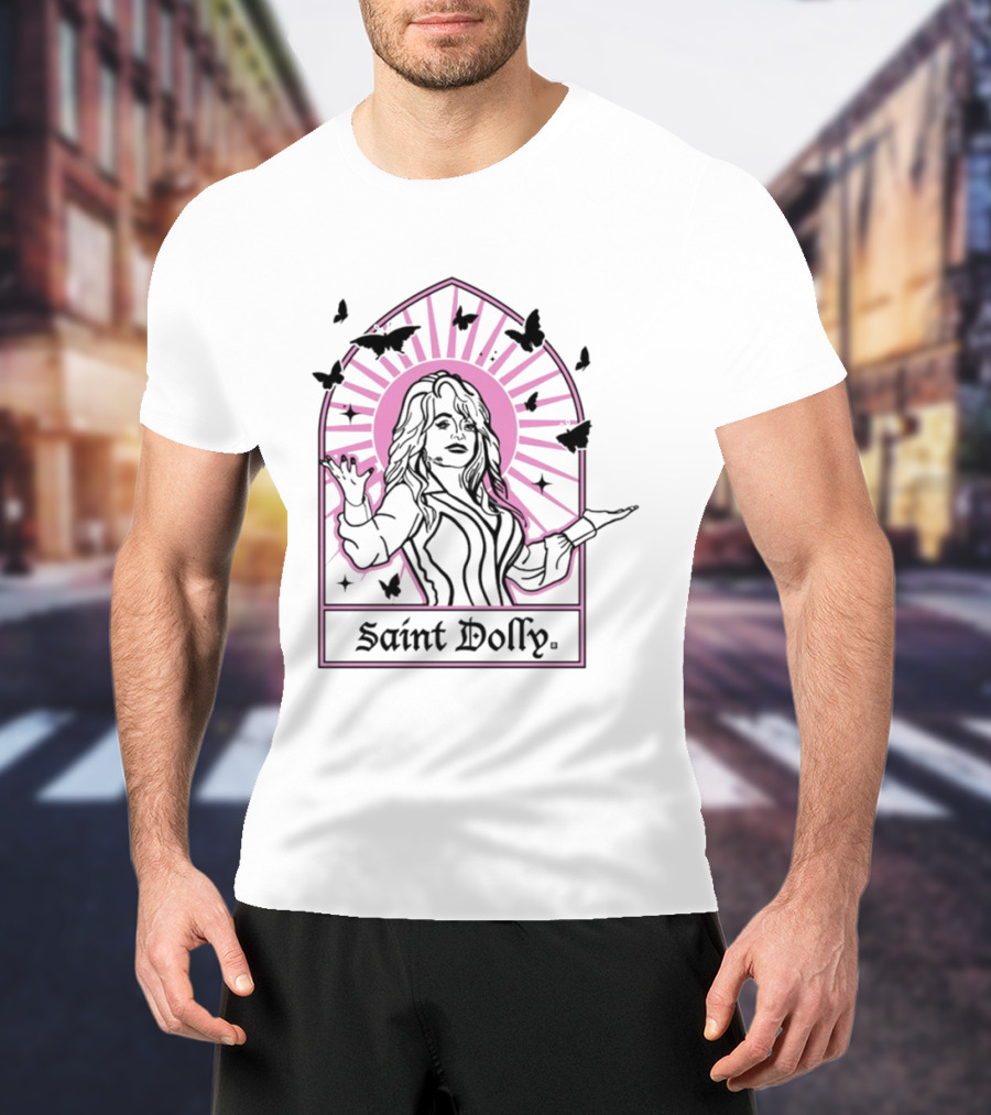 Saint Dolly Parton Iconic Butterfly Halo Rays T-Shirt