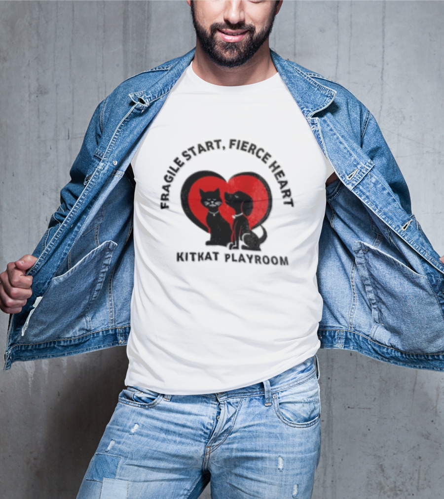 Fragile Heart Fierce Start Kitkat Playroom Black Cat And Dog T-Shirt