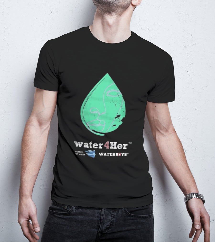 Water4Her Waterboys Green Waterdrop Line Face Women For Water T-Shirt