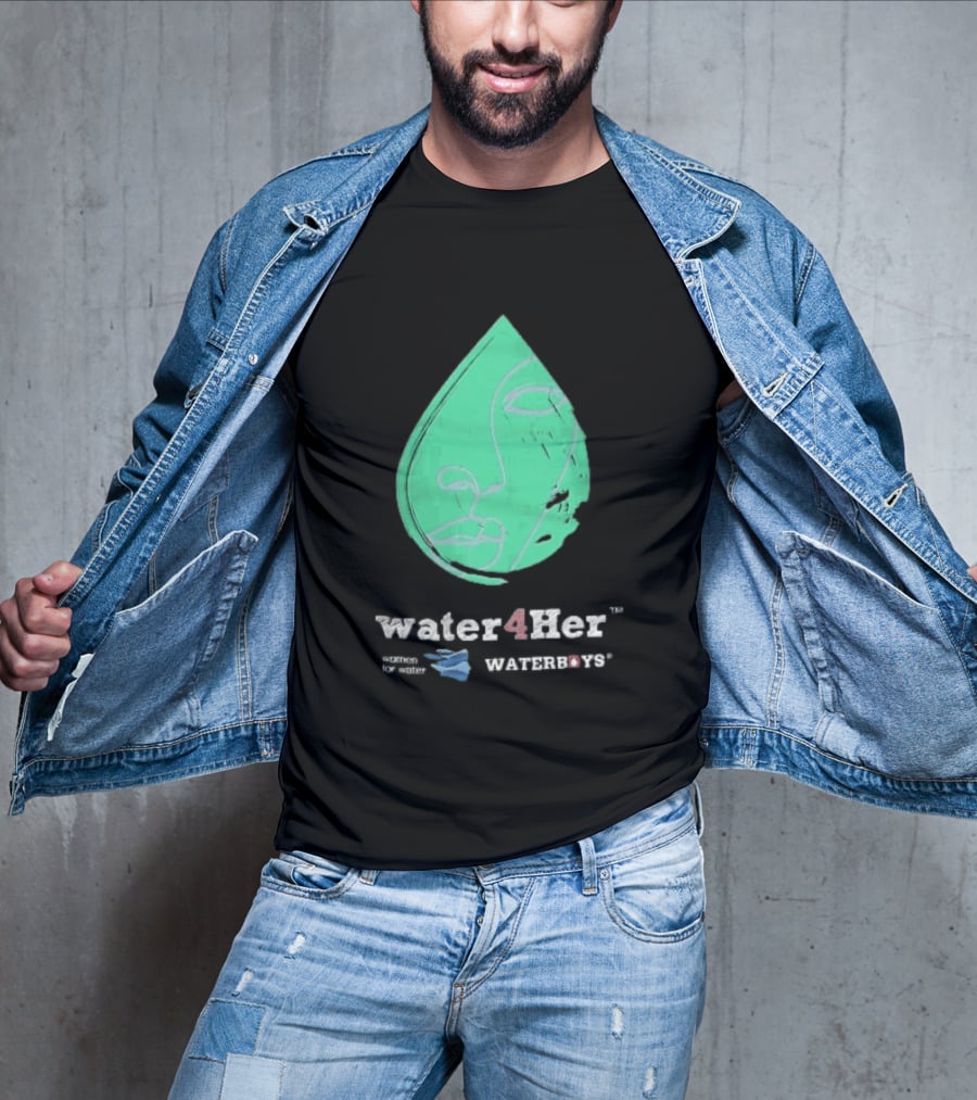 Water4Her Waterboys Green Waterdrop Line Face Women For Water T-Shirt