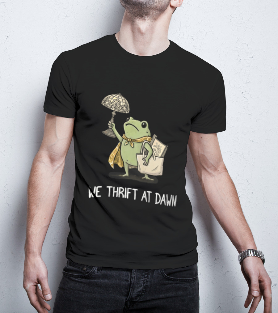 We Thrift At Dawn Frog Holding Stained Glass Lamp Scarf And Bag T-Shirt