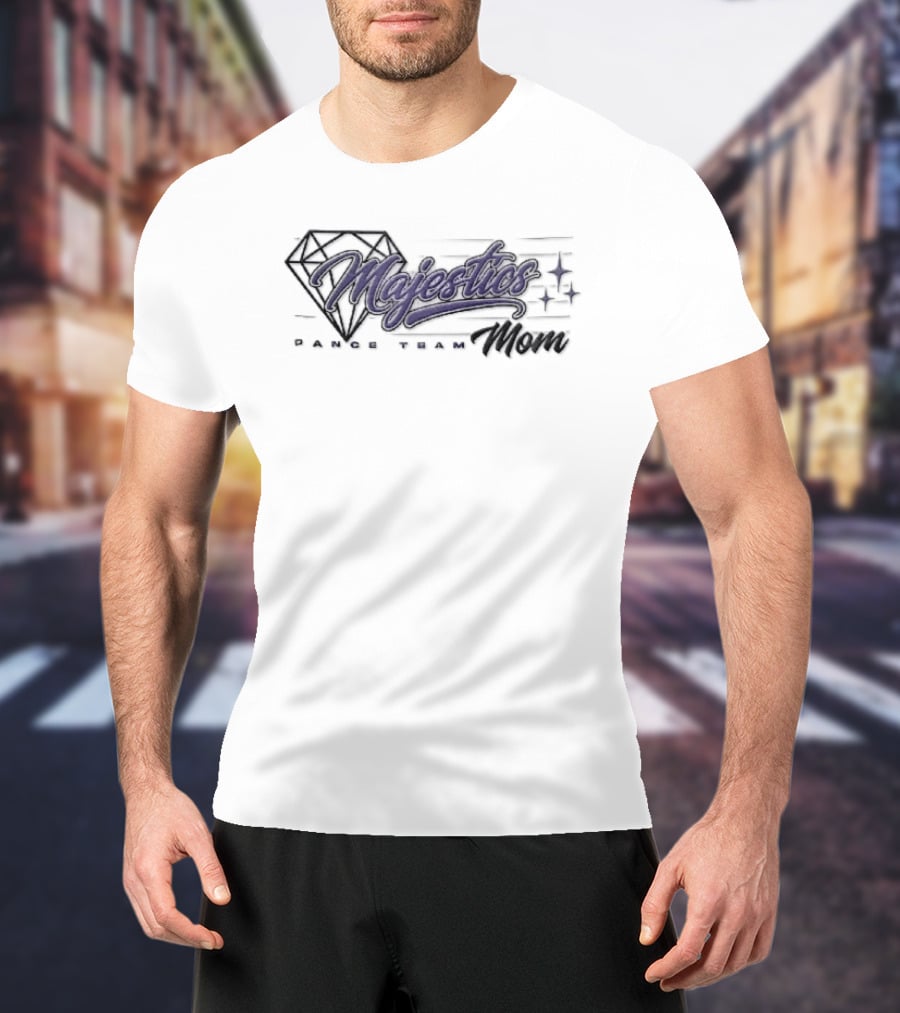Majestics Dance Team Mom Diamond Line Sparkles Purple Script T-Shirt