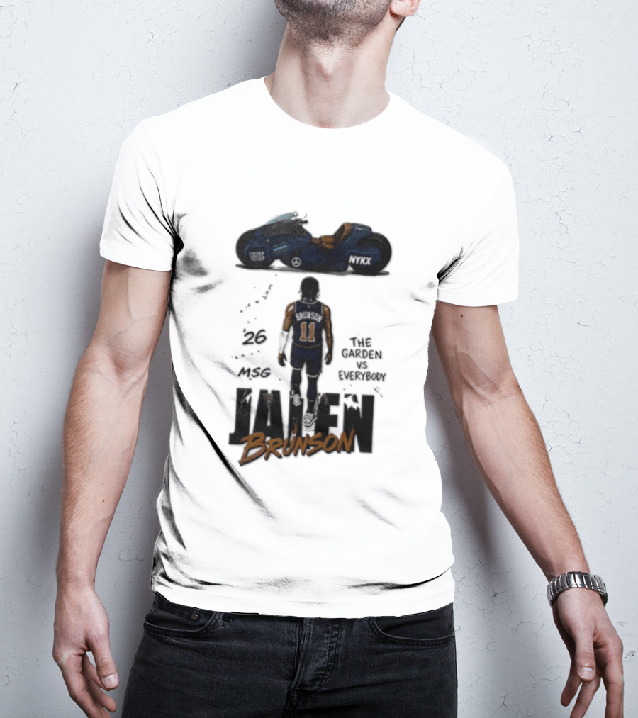 Jalen Brunson 26 The Garden NYKX MSG Vs Everybody Akira Motorcycle T-Shirt