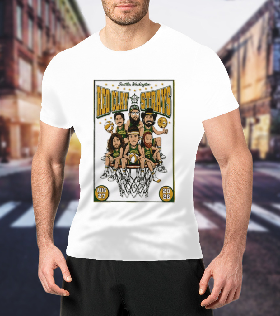 Seattle Washington Aug 27 2026 Red Clay Strays Basketball Tour T-Shirt