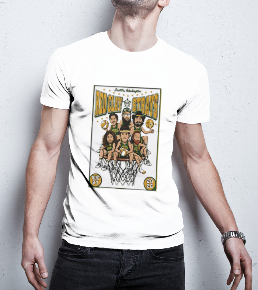 Seattle Washington Aug 27 2026 Red Clay Strays Basketball Tour T-Shirt