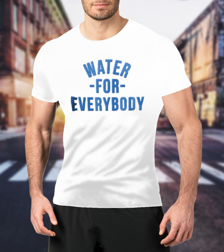 Water For Everybody Blue Arched Stacked Lettering T-Shirt