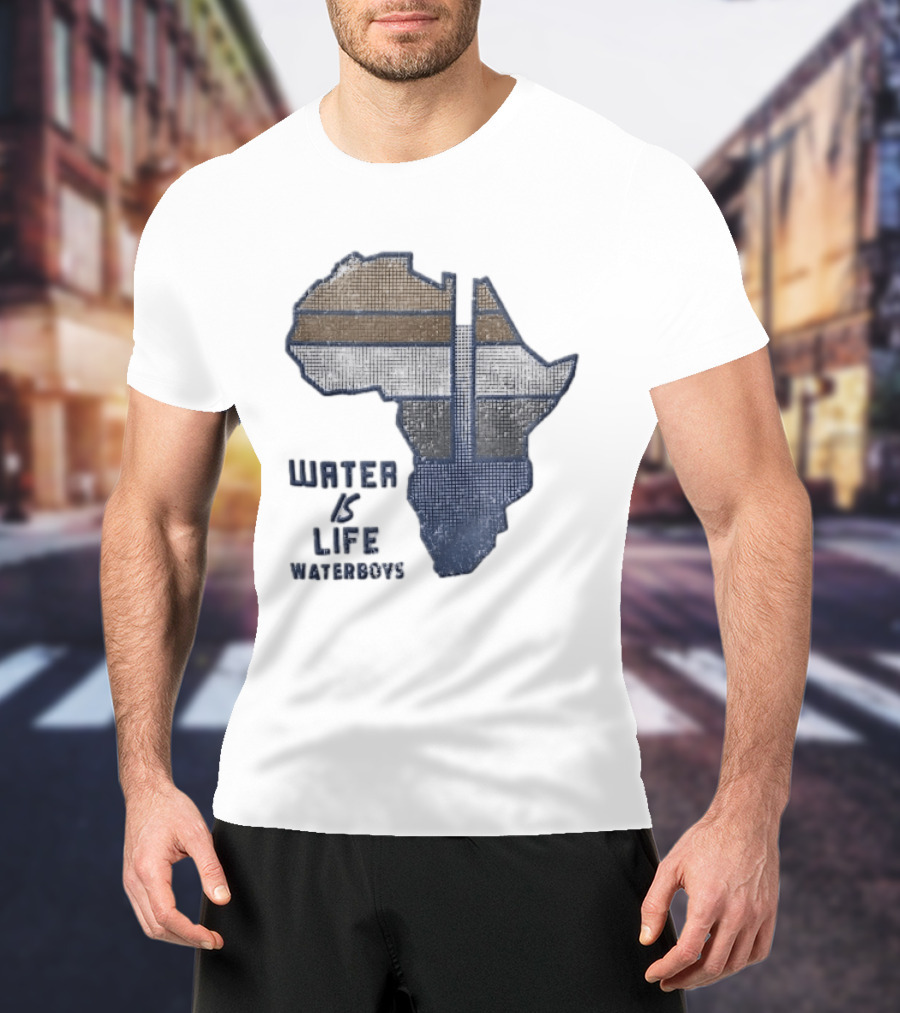 Waterboys Water Is Life Africa Map Mosaic Grid Distressed T-Shirt