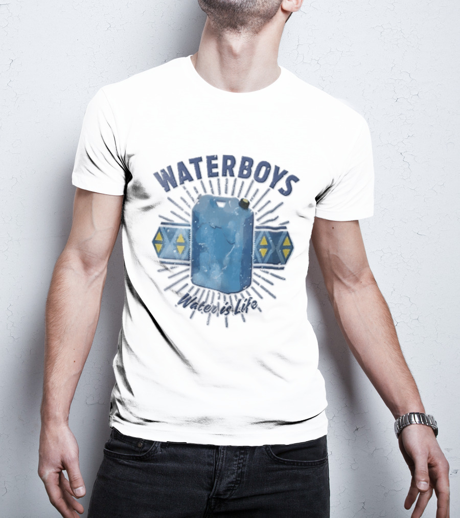 Waterboys Water Is Life Blue Container Geometric Sunburst T-Shirt