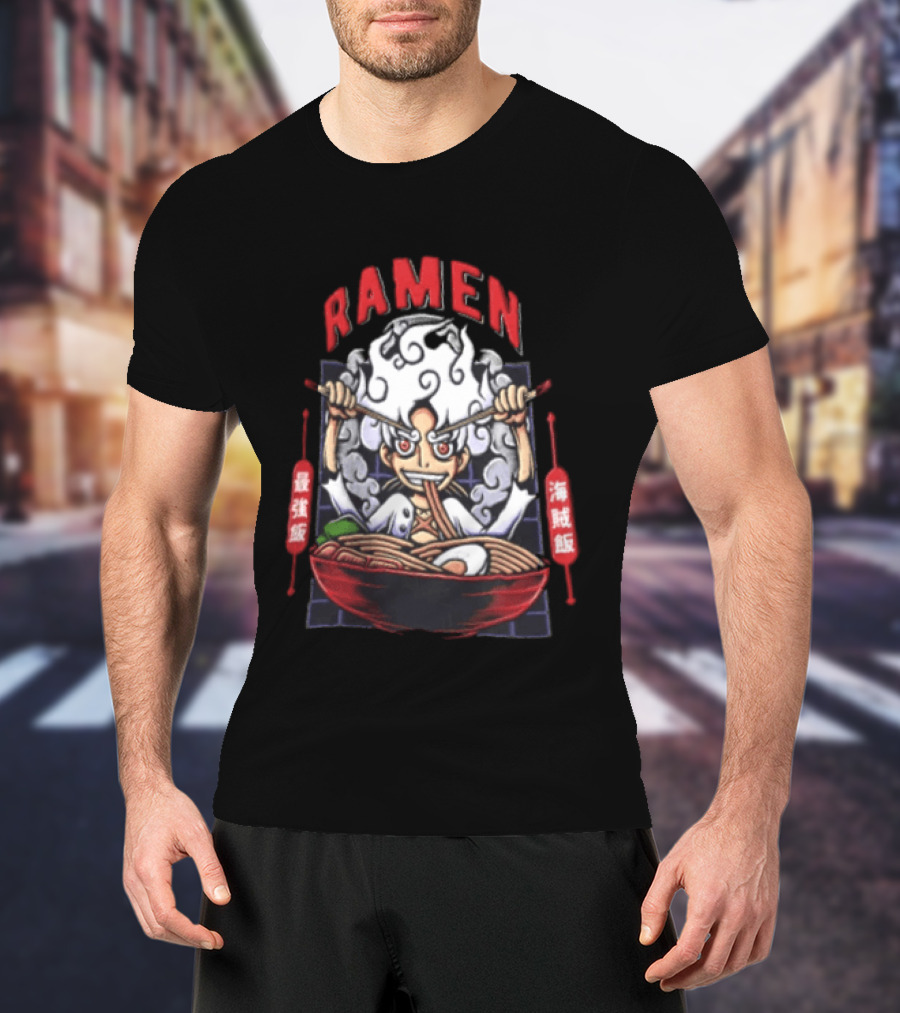 Ramen Pirate With Chopsticks Eating Noodles Anime T-Shirt