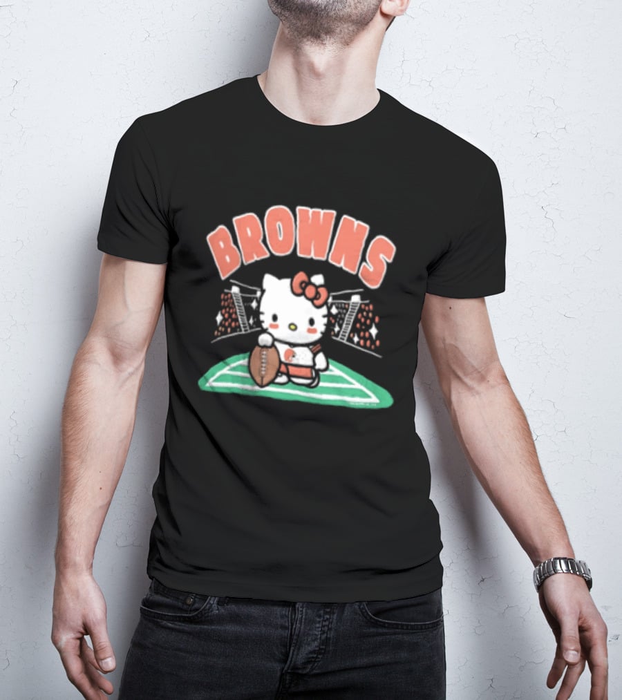 Hello Kitty Football Collaboration With Cleveland Browns T-Shirt