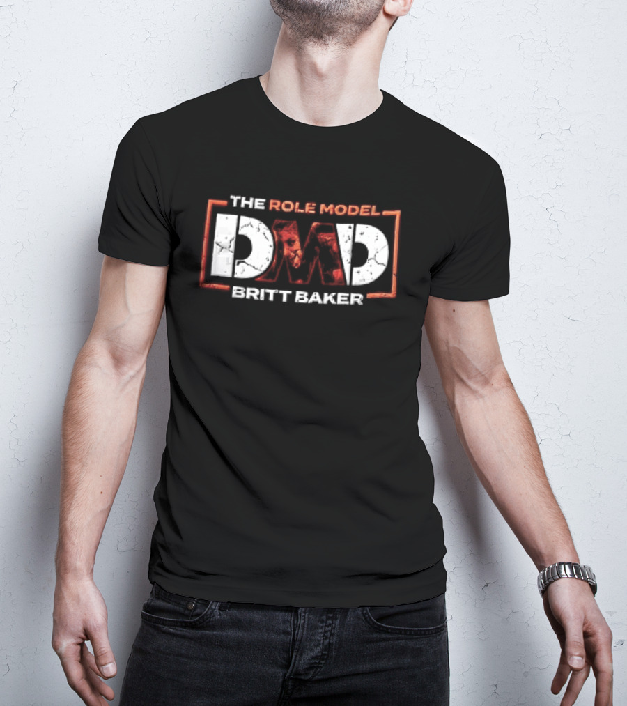 The Role Model DMD Britt Baker Wrestler Photo Inset Orange Box Frame Stencil T-Shirt