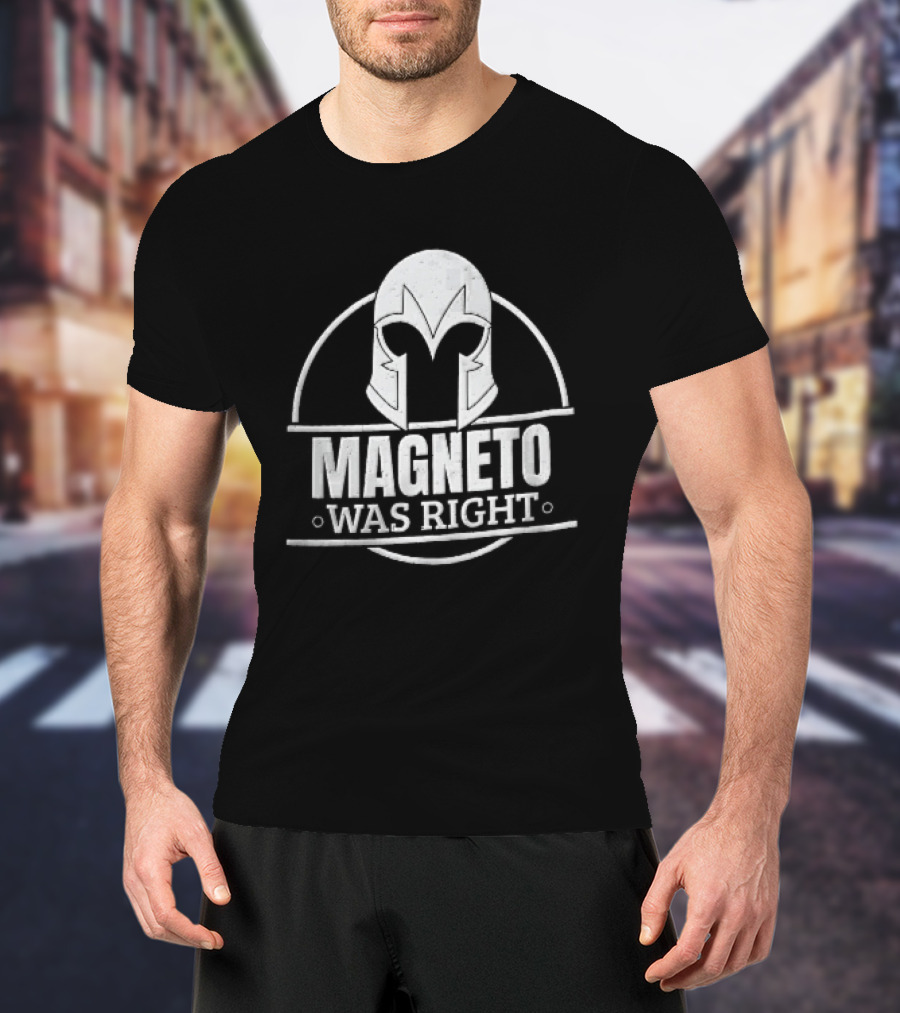 Magneto Was Right Helmet Circular Frame Distressed Grunge T-Shirt