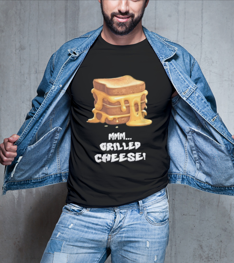 Mmm Grilled Cheese Melting Dripping Stacked Sandwiches Cartoon T-Shirt