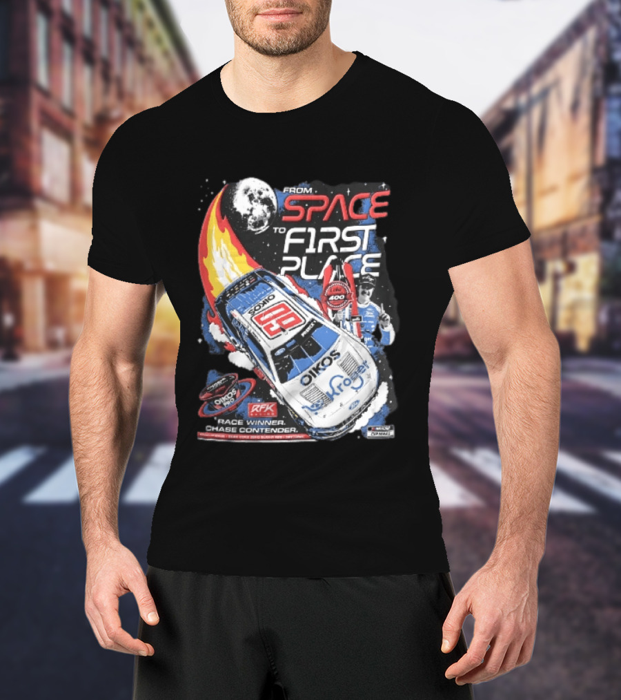 NASCAR From Space To First Place Ryan Preece RFK 2023 Race Winner Moon Flames Oikos 400 T-Shirt