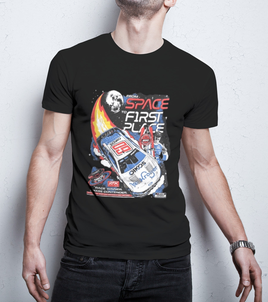NASCAR From Space To First Place Ryan Preece RFK 2023 Race Winner Moon Flames Oikos 400 T-Shirt