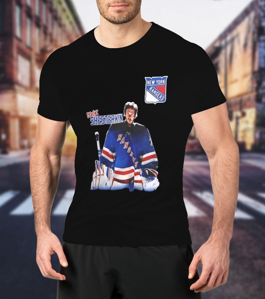 New York Rangers Igor Shesterkin NHL Goaltender Blue Uniform T-Shirt