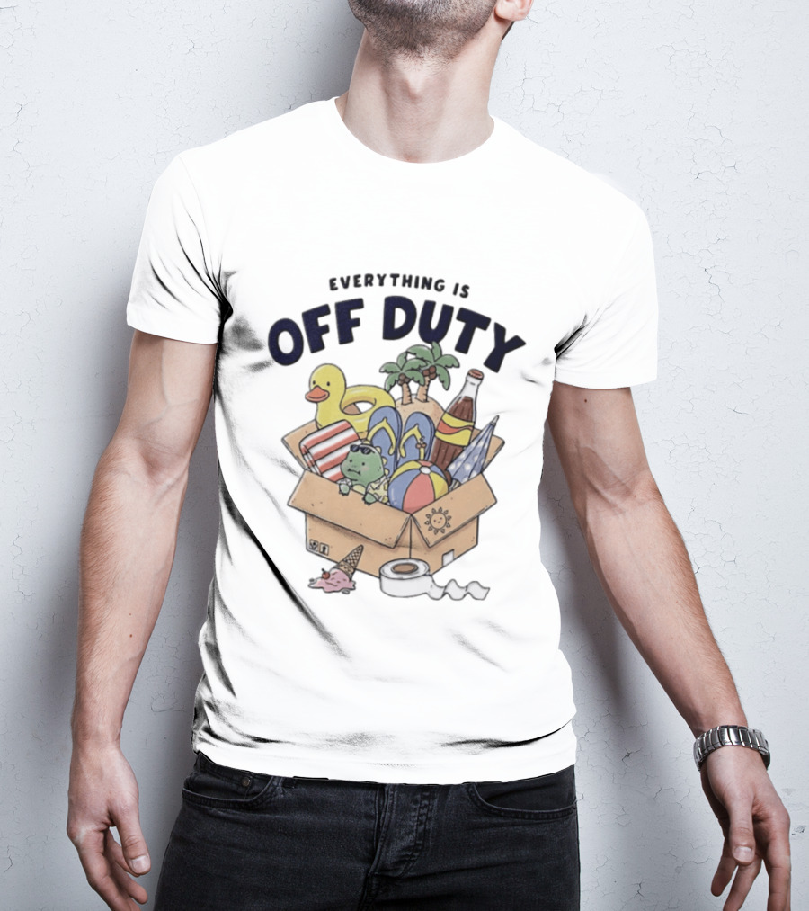 Everything Is Off Duty Cartoon Turtle And Beach Box T-Shirt
