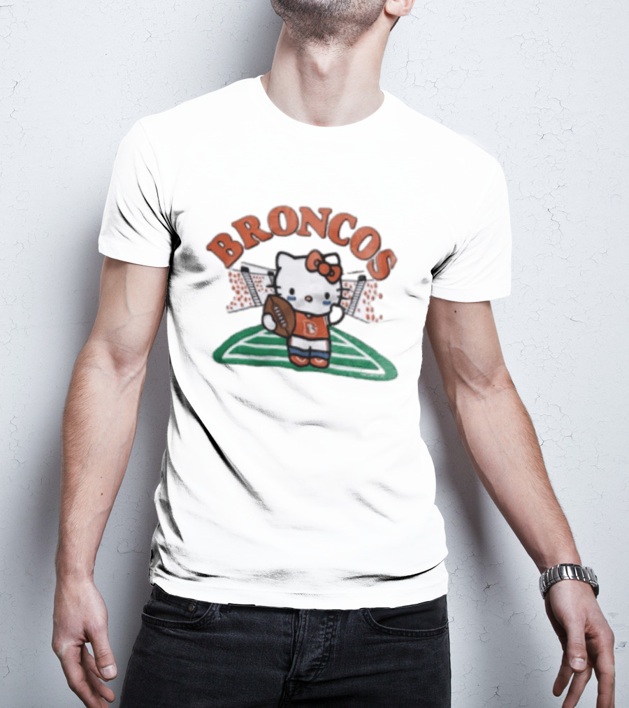 Hello Kitty Broncos Football Collaboration With Denver Team Spirit T-Shirt