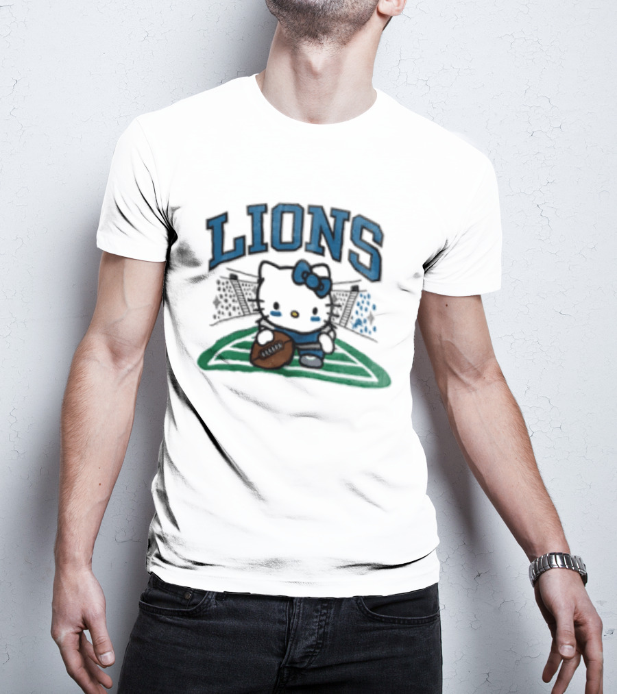 Hello Kitty Detroit Lions Football Collaboration T-Shirt