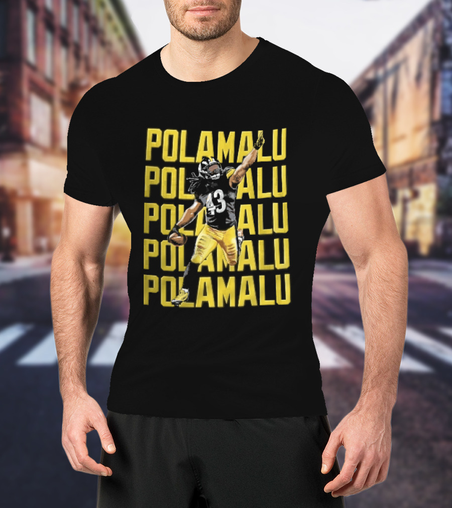 Pittsburgh Steelers Troy Polamalu Football Action Yellow Polamalu T-Shirt