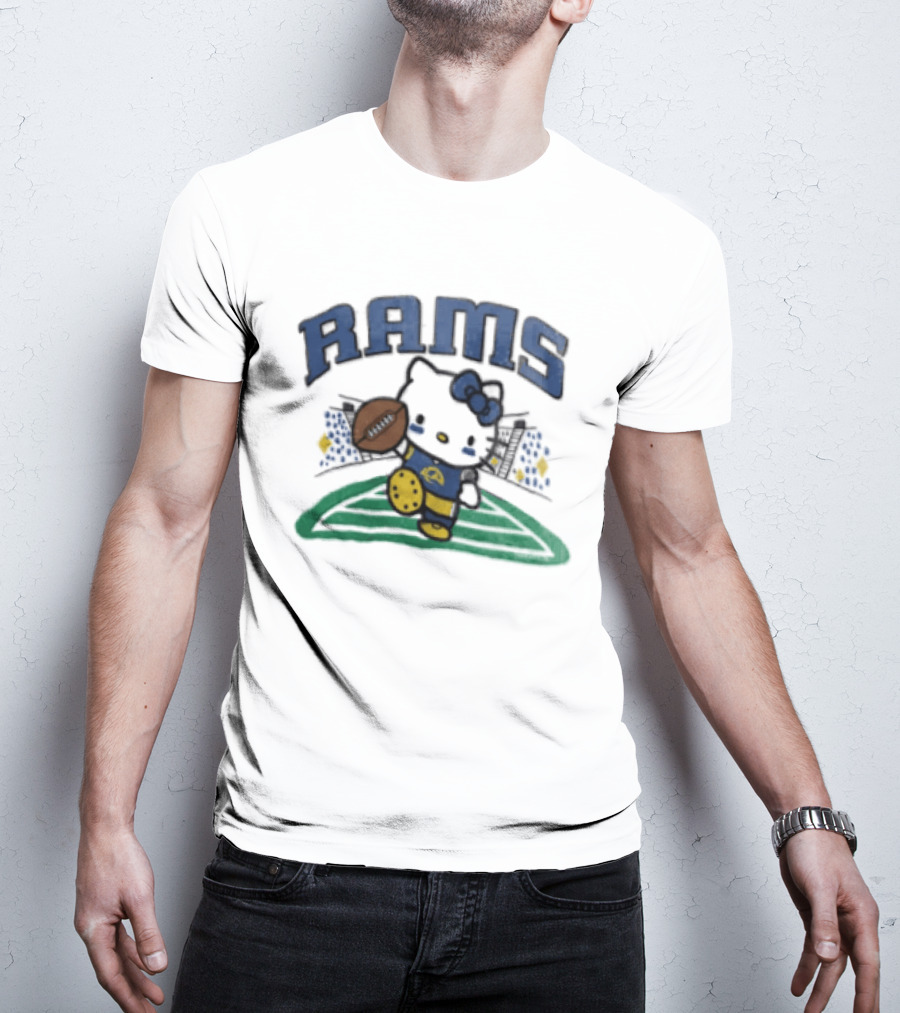 Hello Kitty Los Angeles Rams Football Collaboration Touchdown T-Shirt