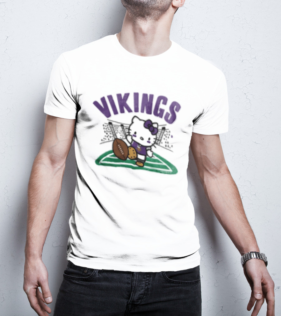 Hello Kitty Vikings Football Collaboration Kickoff T-Shirt