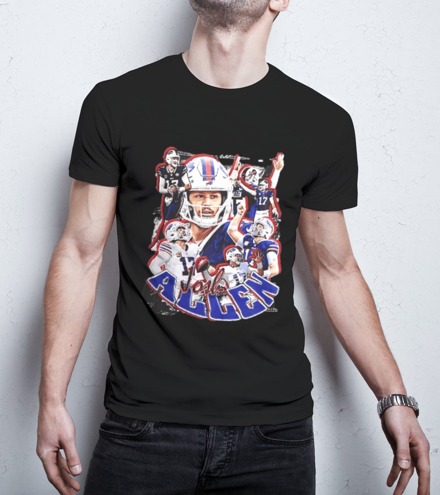 Buffalo Bills Josh Allen Action Collage Football Player T-Shirt