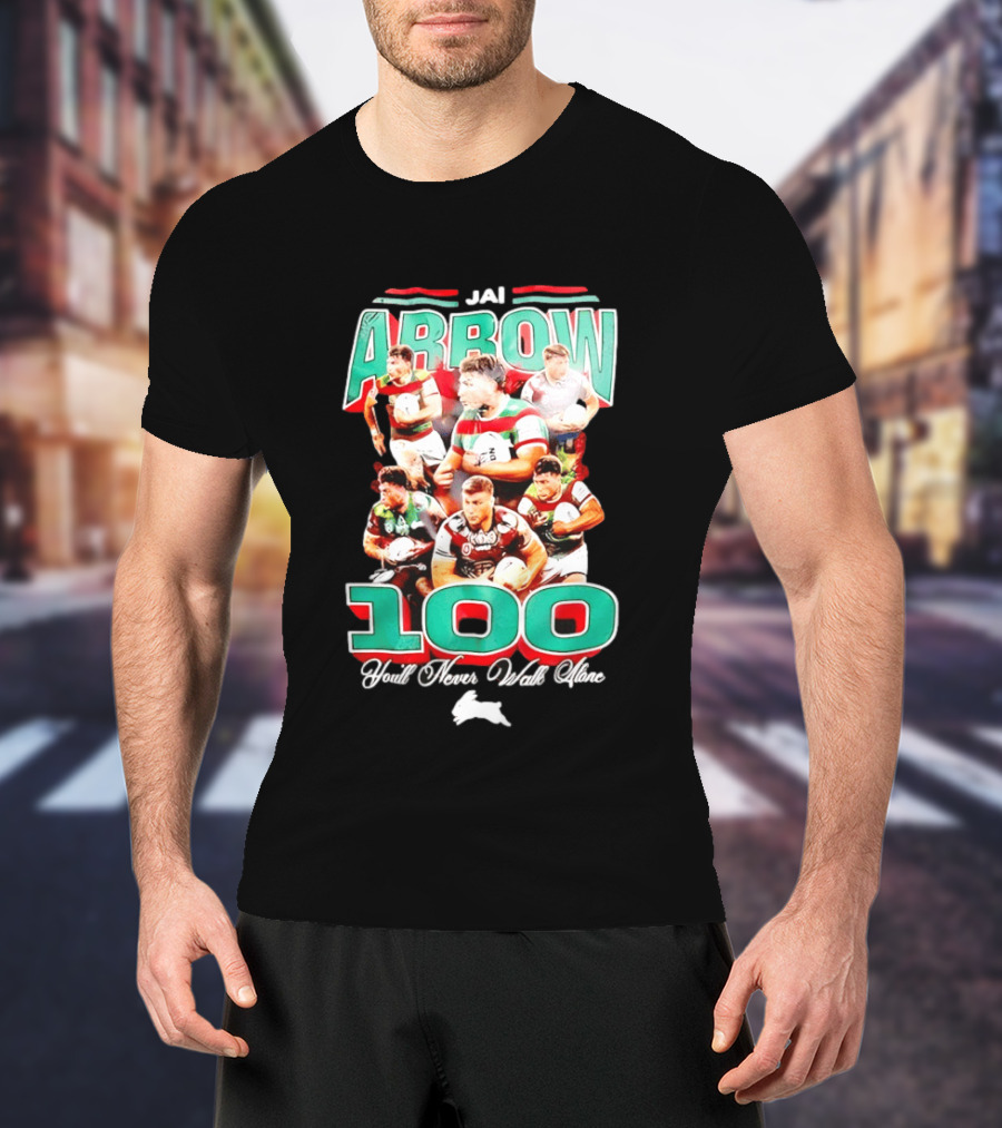 Jai Arrow 100 Games South Sydney Rabbitohs You'll Never Walk Alone T-Shirt