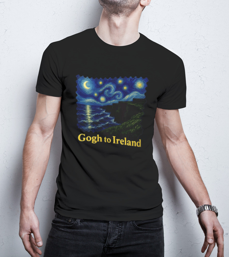 Van Gogh Starry Night Cliffs Overlook Gogh To Ireland T-Shirt