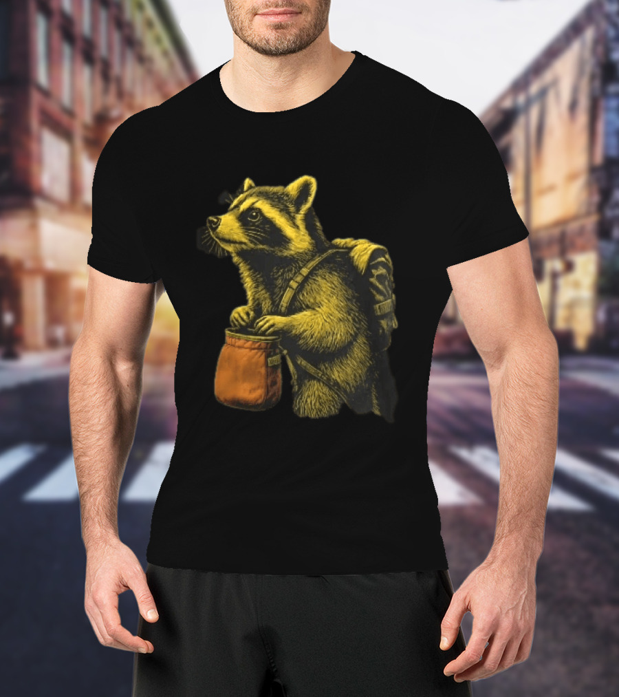 Raccoon Adventure Backpacking Chalk Bag Wildlife T-Shirt