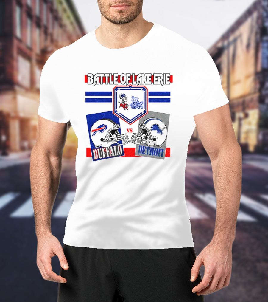 Battle Of Lake Erie Buffalo And Detroit Football Helmets T-Shirt