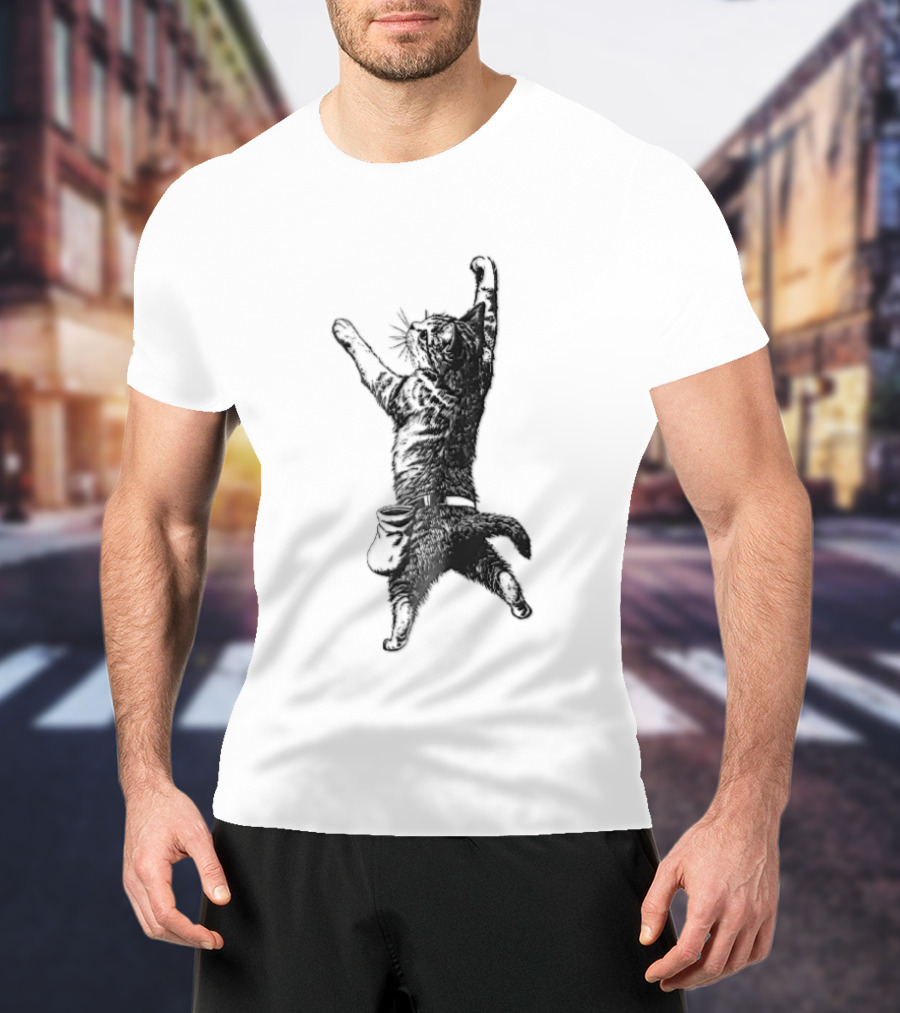 Cat Climbing Adventure With Chalk Bag T-Shirt