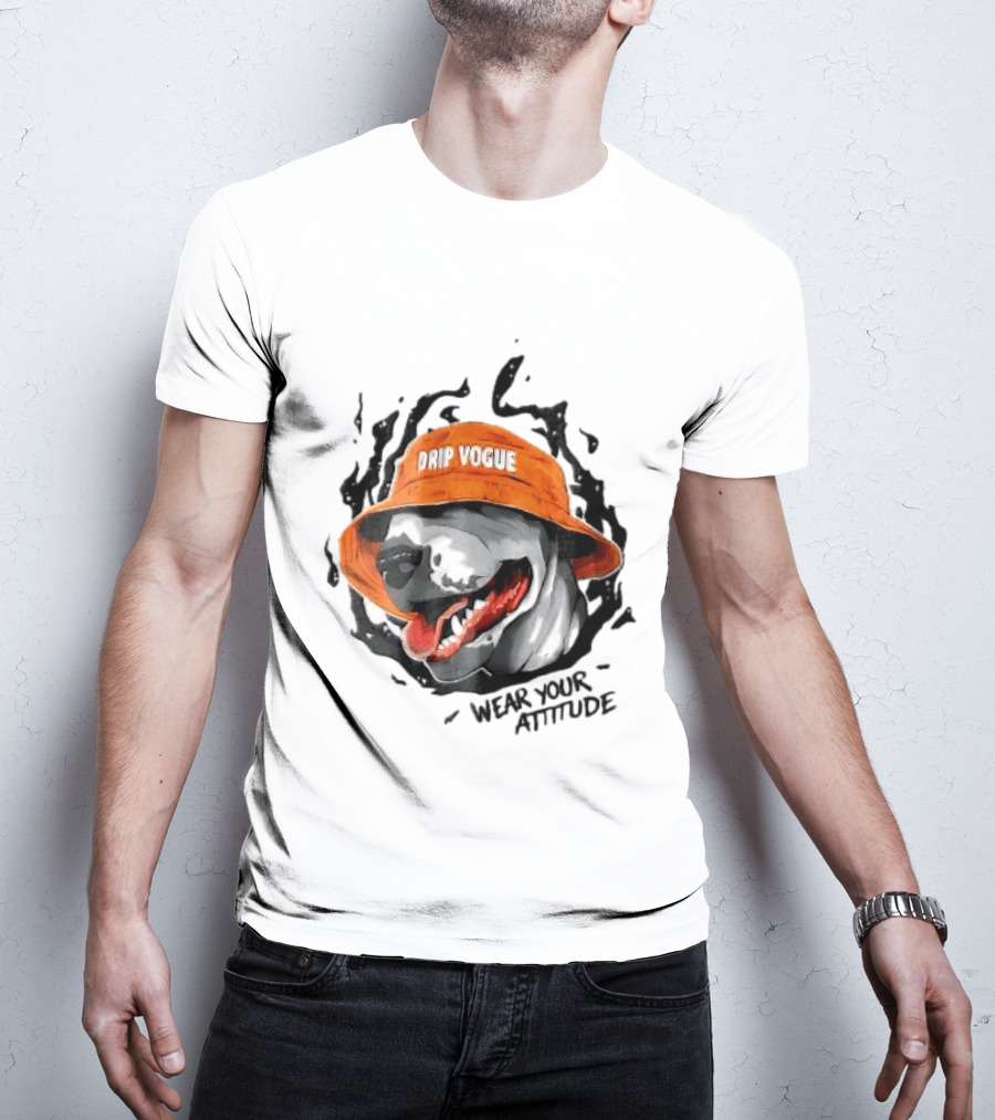 Drip Vogue Wear Your Attitude Dog Bucket Hat Trendy T-Shirt