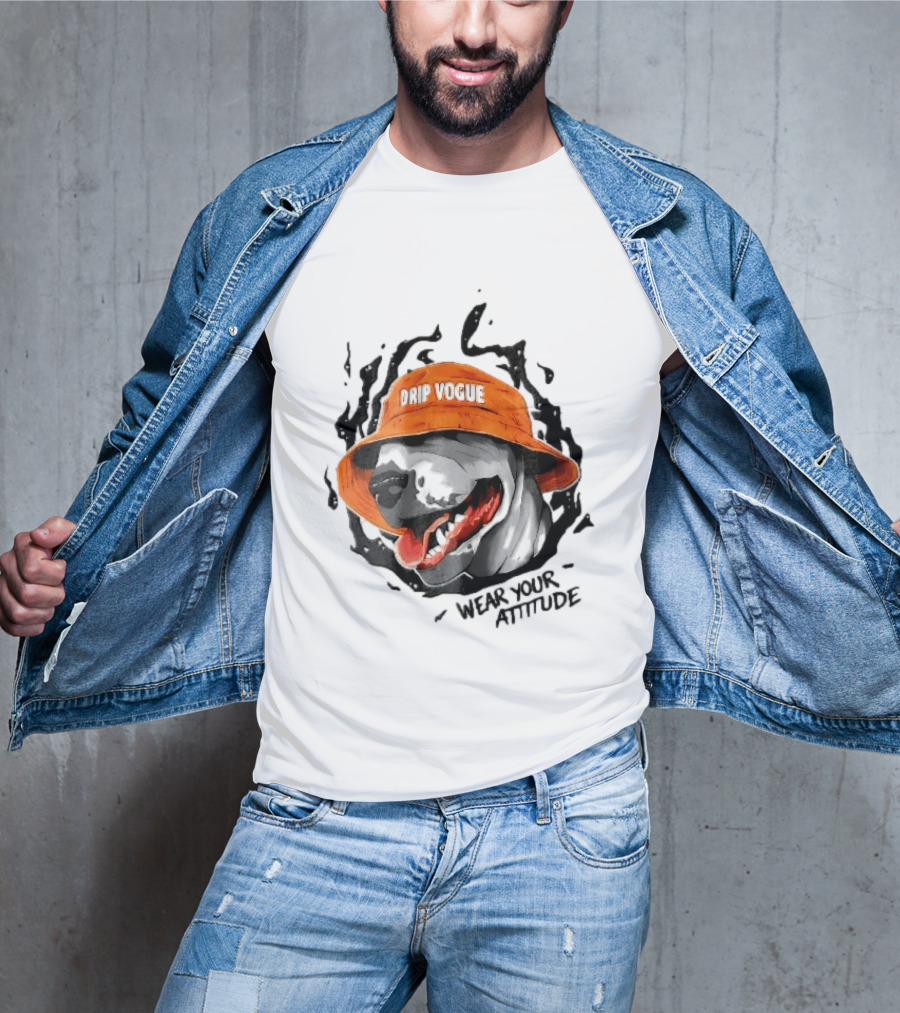 Drip Vogue Wear Your Attitude Dog Bucket Hat Trendy T-Shirt