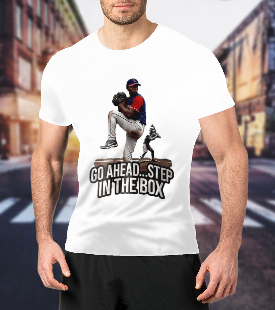 Go Ahead Step In The Box Baseball Pitcher And Batter Challenge T-Shirt