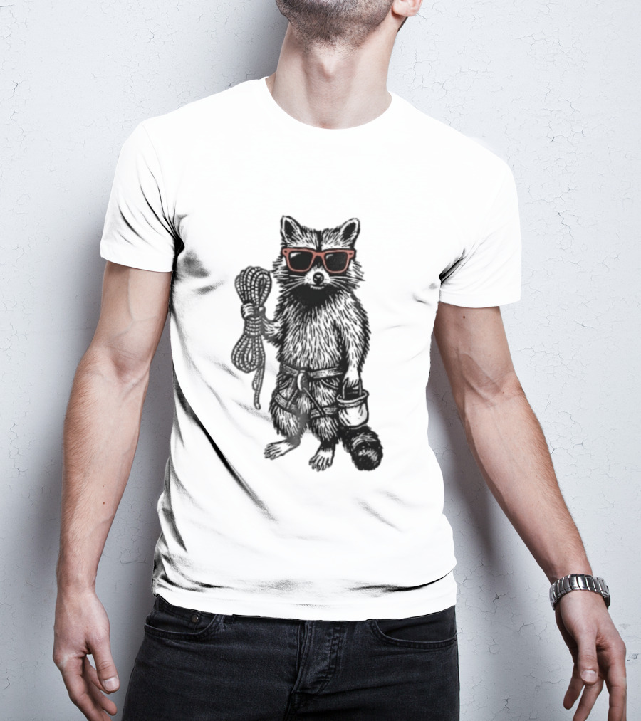 Raccoon Climber Rope Chalk Bag Sunglasses T-Shirt