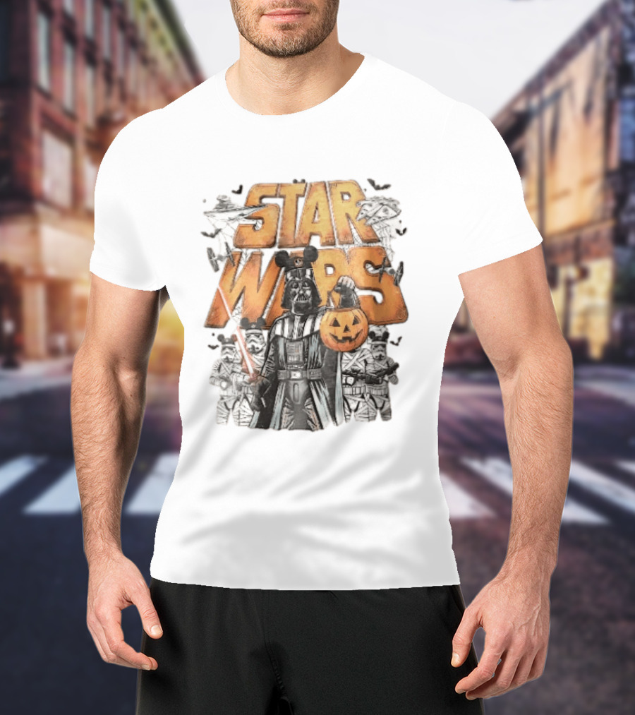 Star Wars Darth Vader Mickey Ears Stormtroopers Halloween Pumpkin T-Shirt