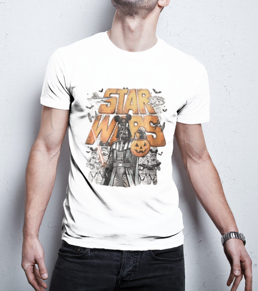 Star Wars Darth Vader Mickey Ears Stormtroopers Halloween Pumpkin T-Shirt
