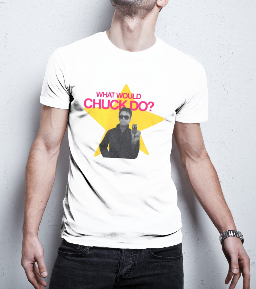 Chuck Timely And The Hourglass 90s Baby What Would Chuck Do Starburst T-Shirt