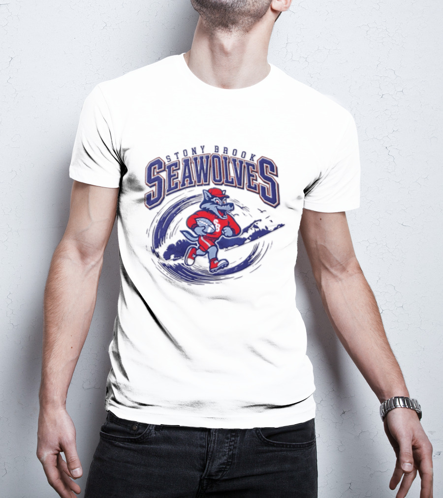Stony Brook Seawolves Mascot Football Sportswear T-Shirt