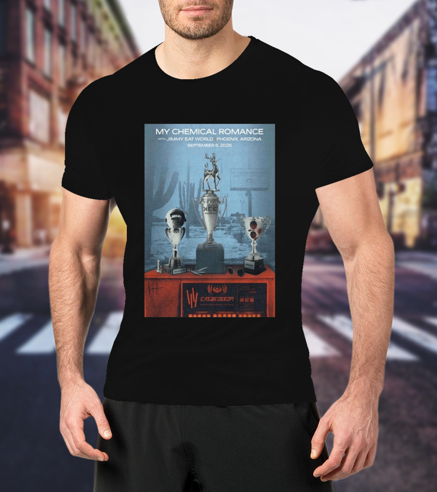 My Chemical Romance With Jimmy Eat World Phoenix Arizona September 6 2026 Trophy T-Shirt