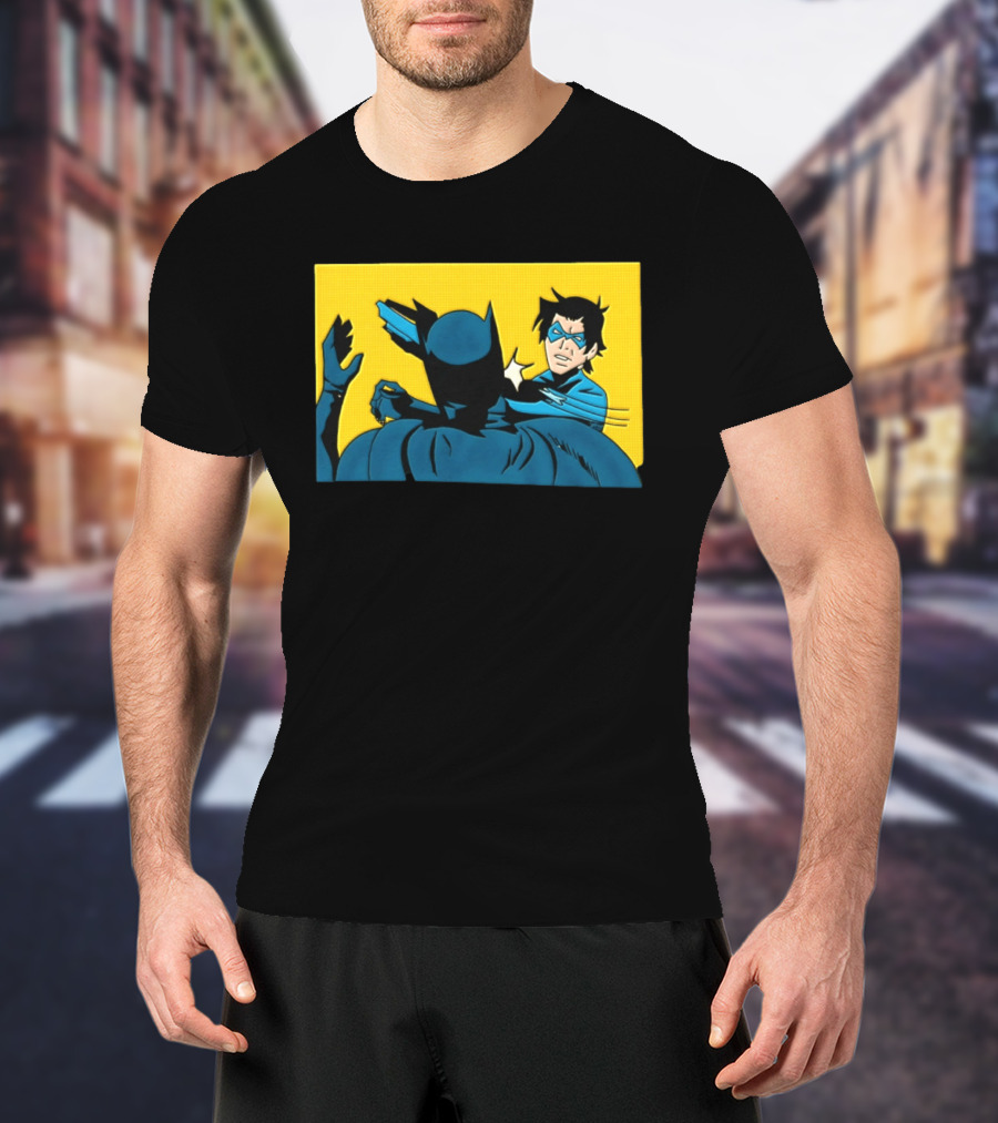 Nightwing Slapping Batman Meme Comic Panel Yellow T-Shirt
